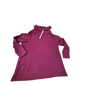 Old Navy Womens Mock Neck Fleece Tunic Sweatshirt XXL Burgundy